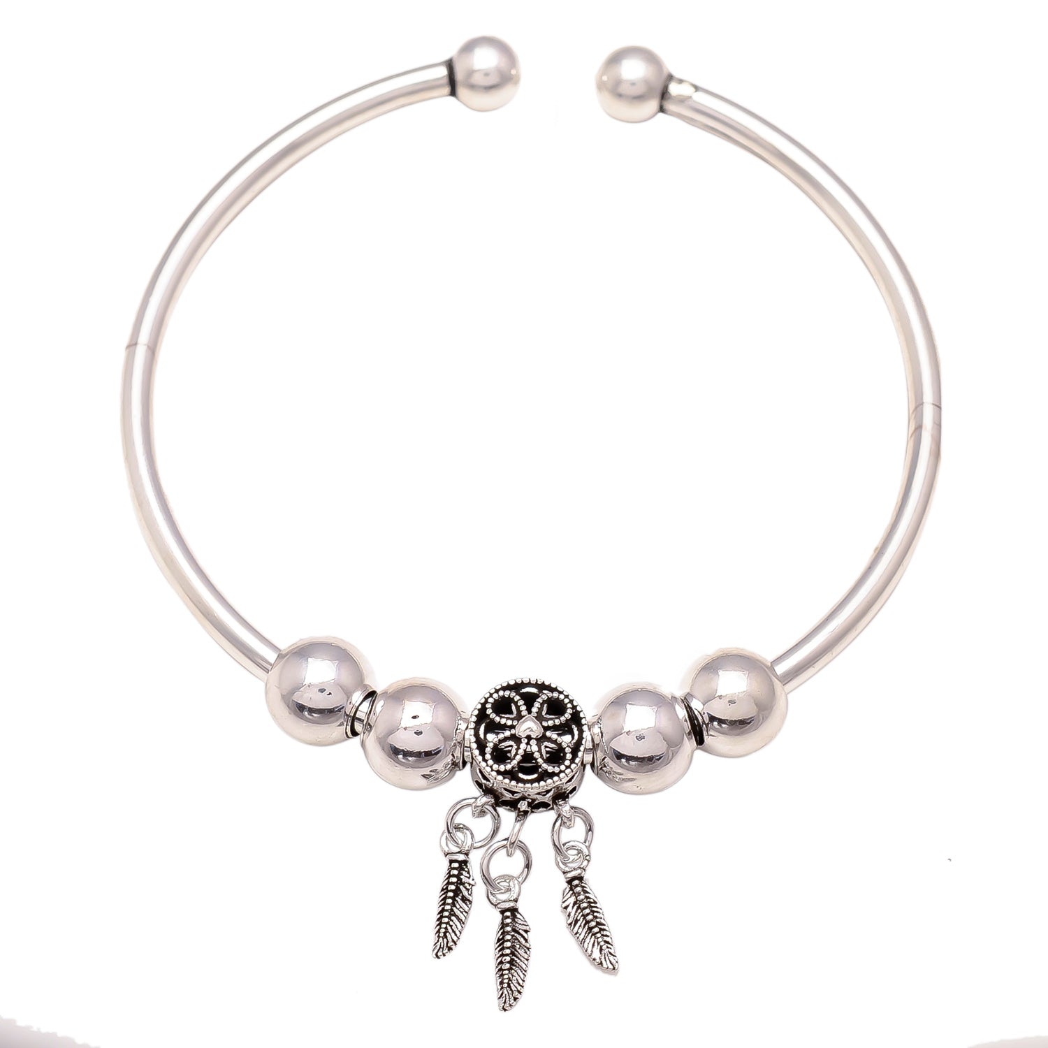 Handmade 925 Sterling Silver Dream Catcher Bracelet Hand Bangle