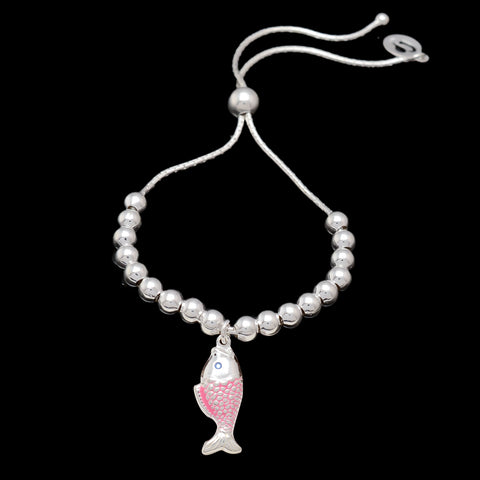 HALLMARK 925 PINK FISH ADJUSTABLE BRACELET