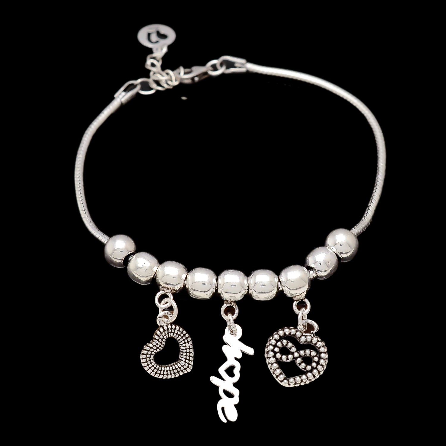 HALLMARK 925 HEART INFINITY HOPE ADJUSTABLE BRACELET