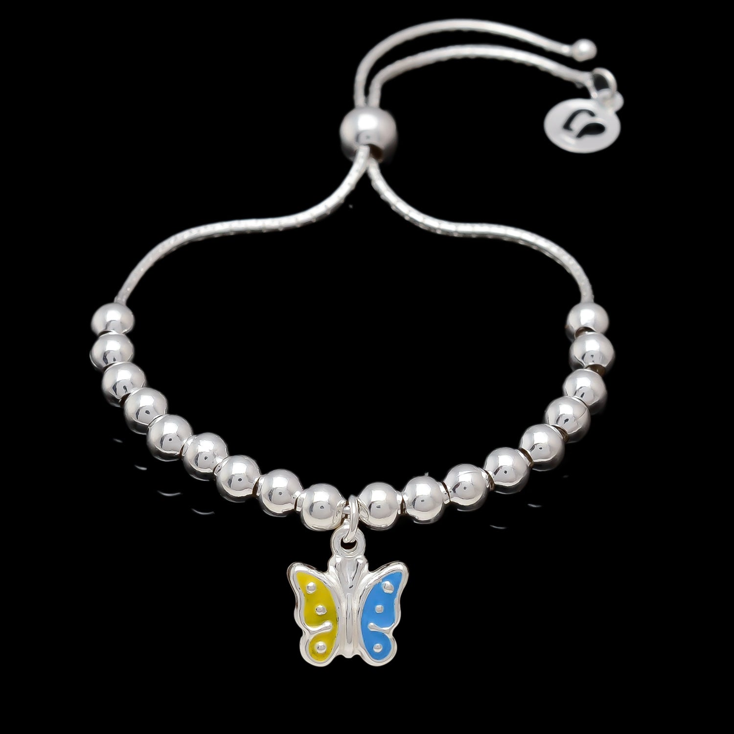 HALLMARK 925 MULTICOLOR BUTTERFLY ADJUSTABLE BRACELET