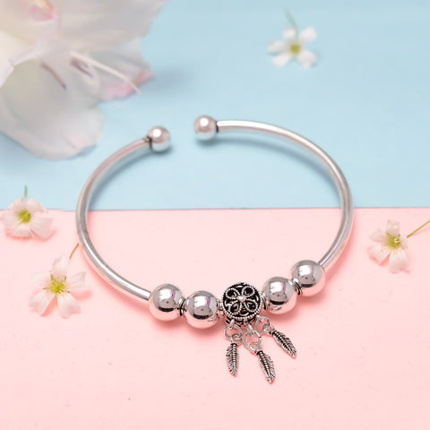 Handmade 925 Sterling Silver Dream Catcher Bracelet Hand Bangle