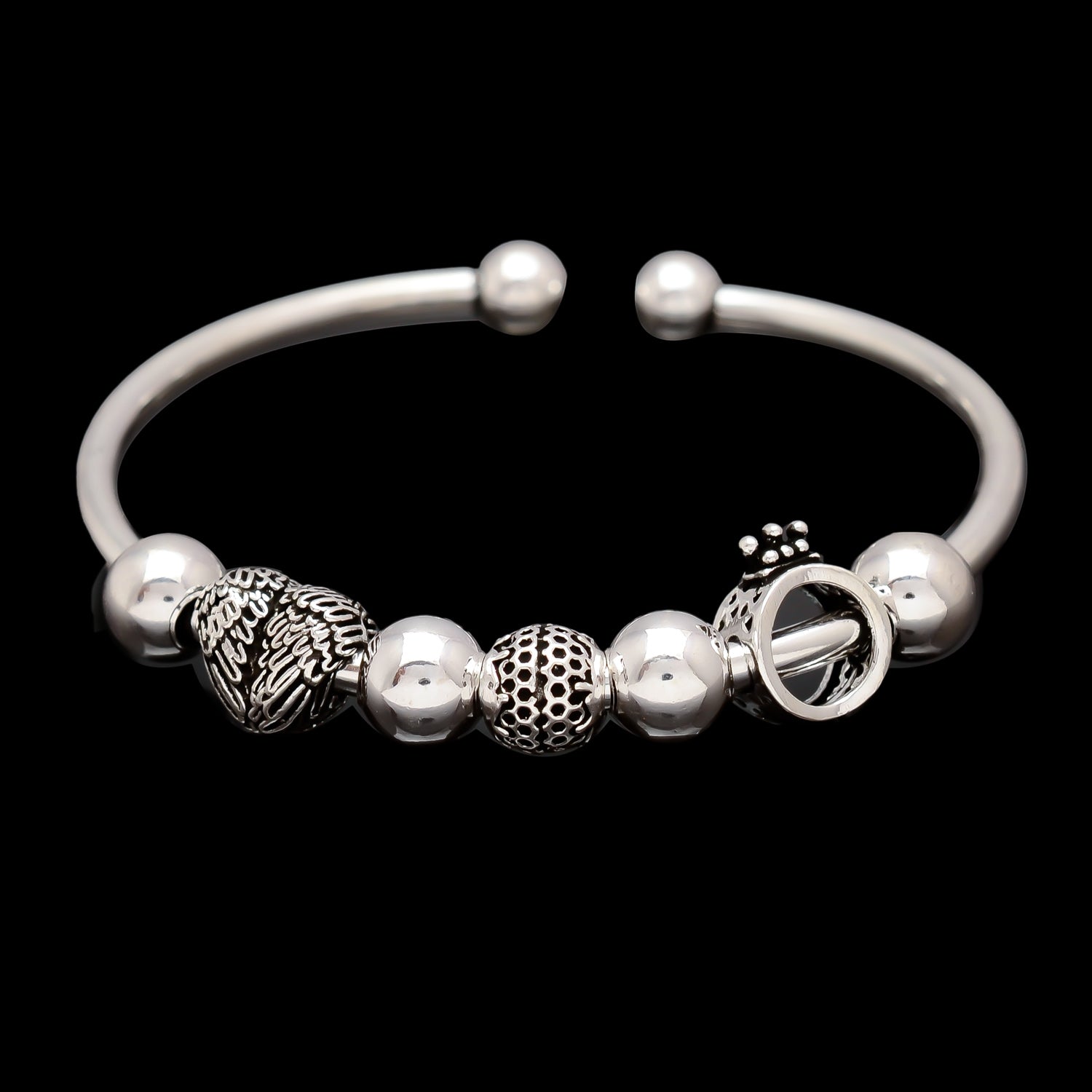 925 Sterling Silver beautiful lucky beads Bangles for women