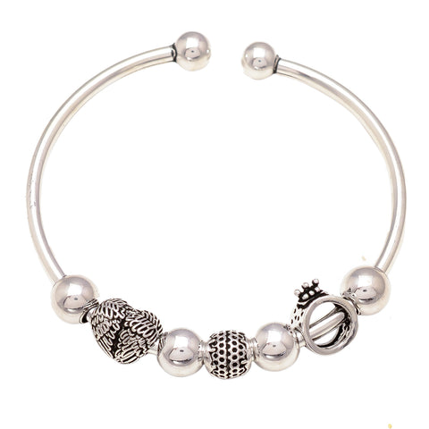 925 Sterling Silver beautiful lucky beads Bangles for women