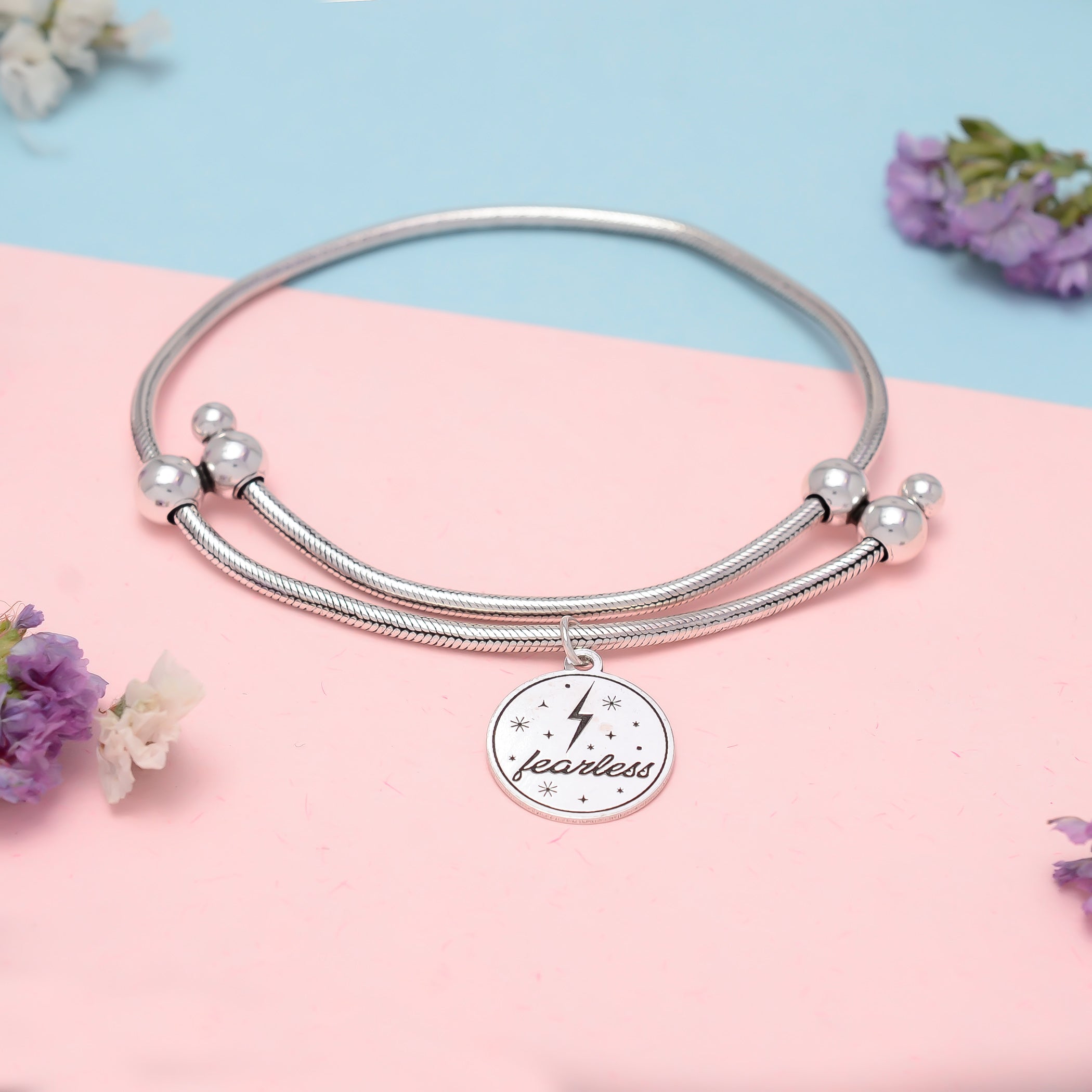 HALLMARK 925 STERLING SILVER ADJUSTABLE BRACELET FOR FEARLESS PEOPLE