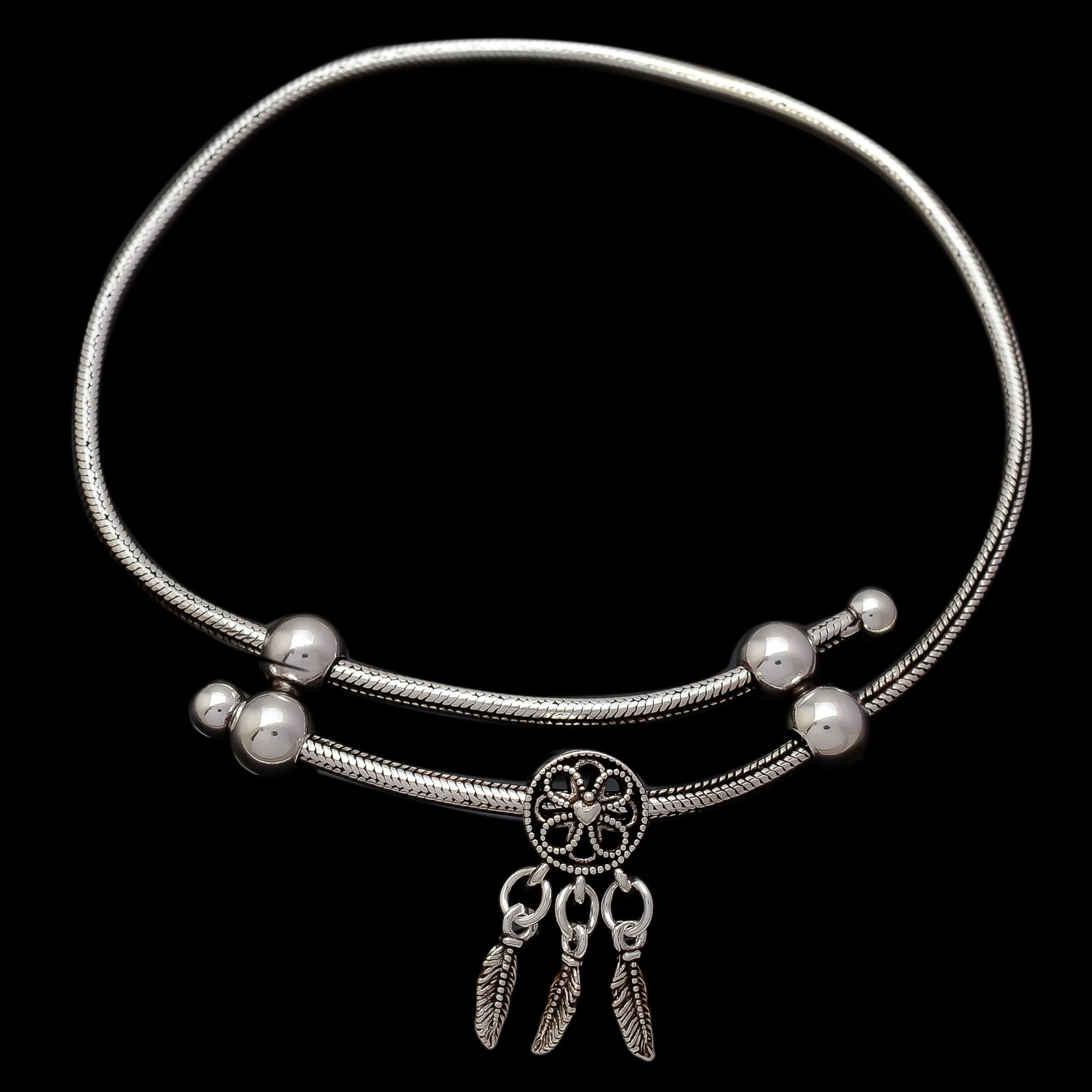 HALLMARK 925 STERLING SILVER FLOWER WINGS ADJUSTABLE BRACELET