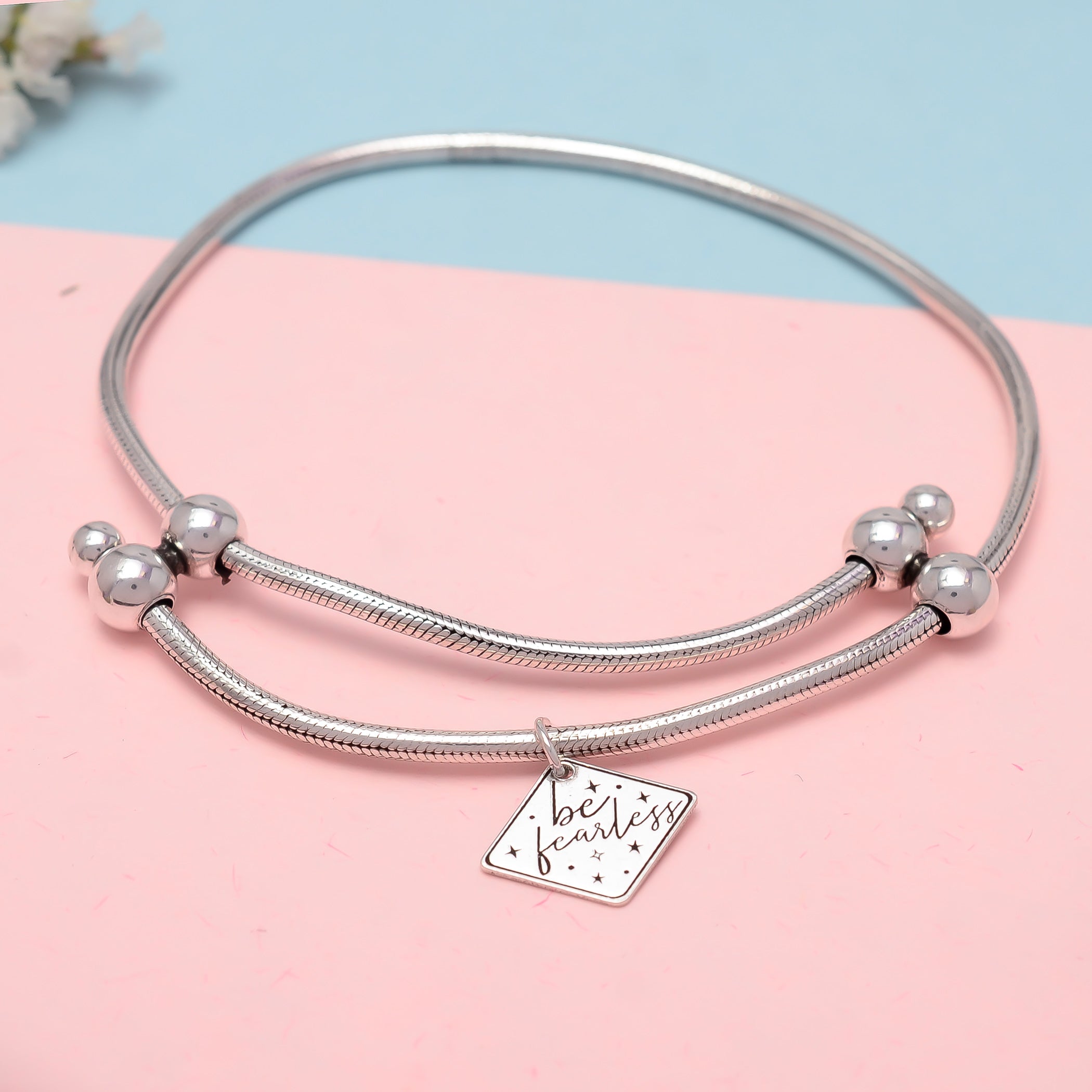 HALLMARK 925 STERLING SILVER ADJUSTABLE BRACELET FOR BEING FEARLESS