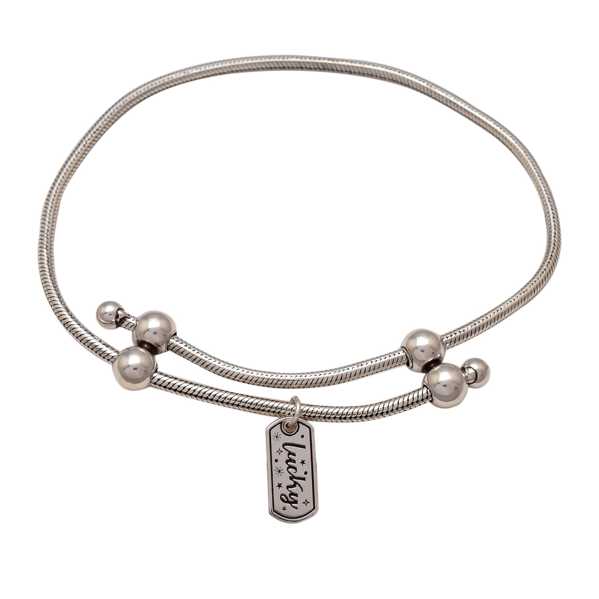 HALLMARK 925 STERLING SILVER LUCKY CHARM ADJUSTABLE BRACELET FOR BEING FEARLES