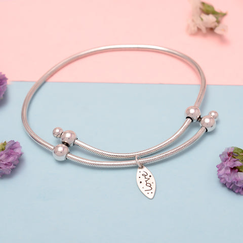 HALLMARK 925 SILVER LOVE CHARM ADJUSTABLE BRACELET