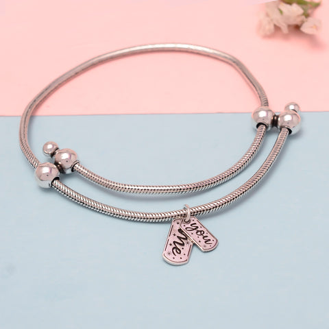 HALLMARK 925 SILVER ADJUSTABLE COUPLE BRACELET