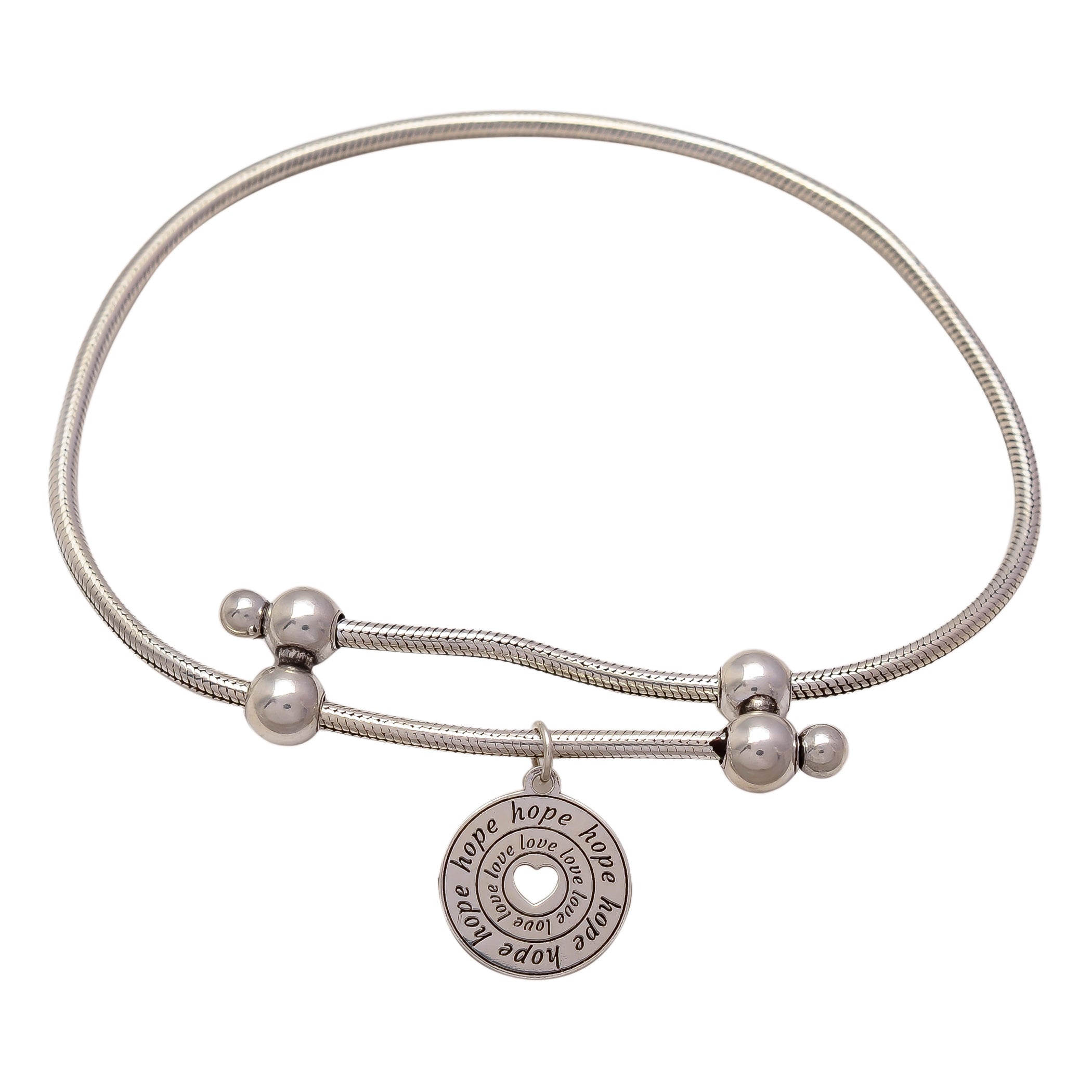 HALLMARK 925 STERLING SILVER LOVE & HOPE ADJUSTABLE BRACELET