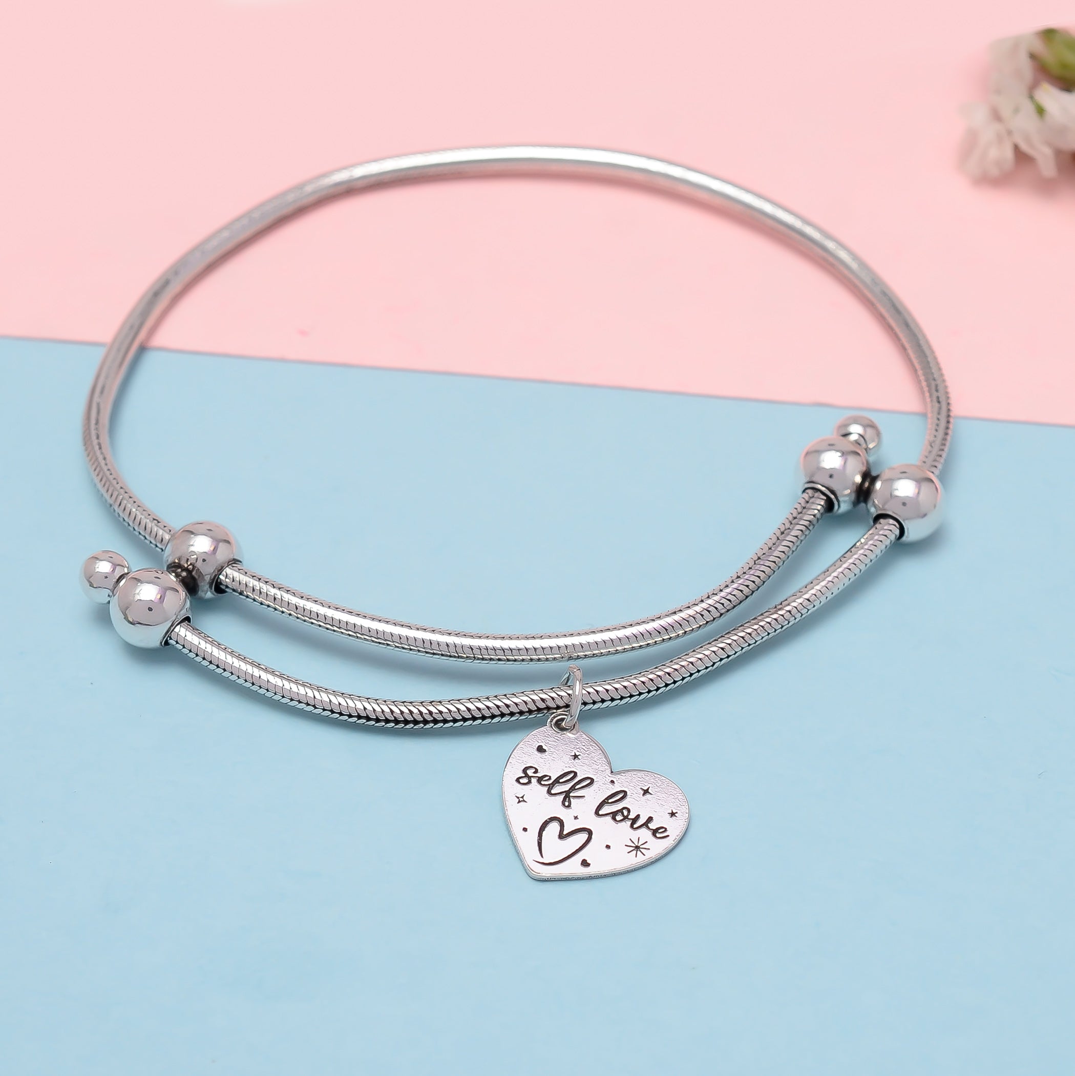 HALLMARK 925 STERLING SILVER ADJUSTABLE BRACELET FOR SELF LOVE PEOPLE