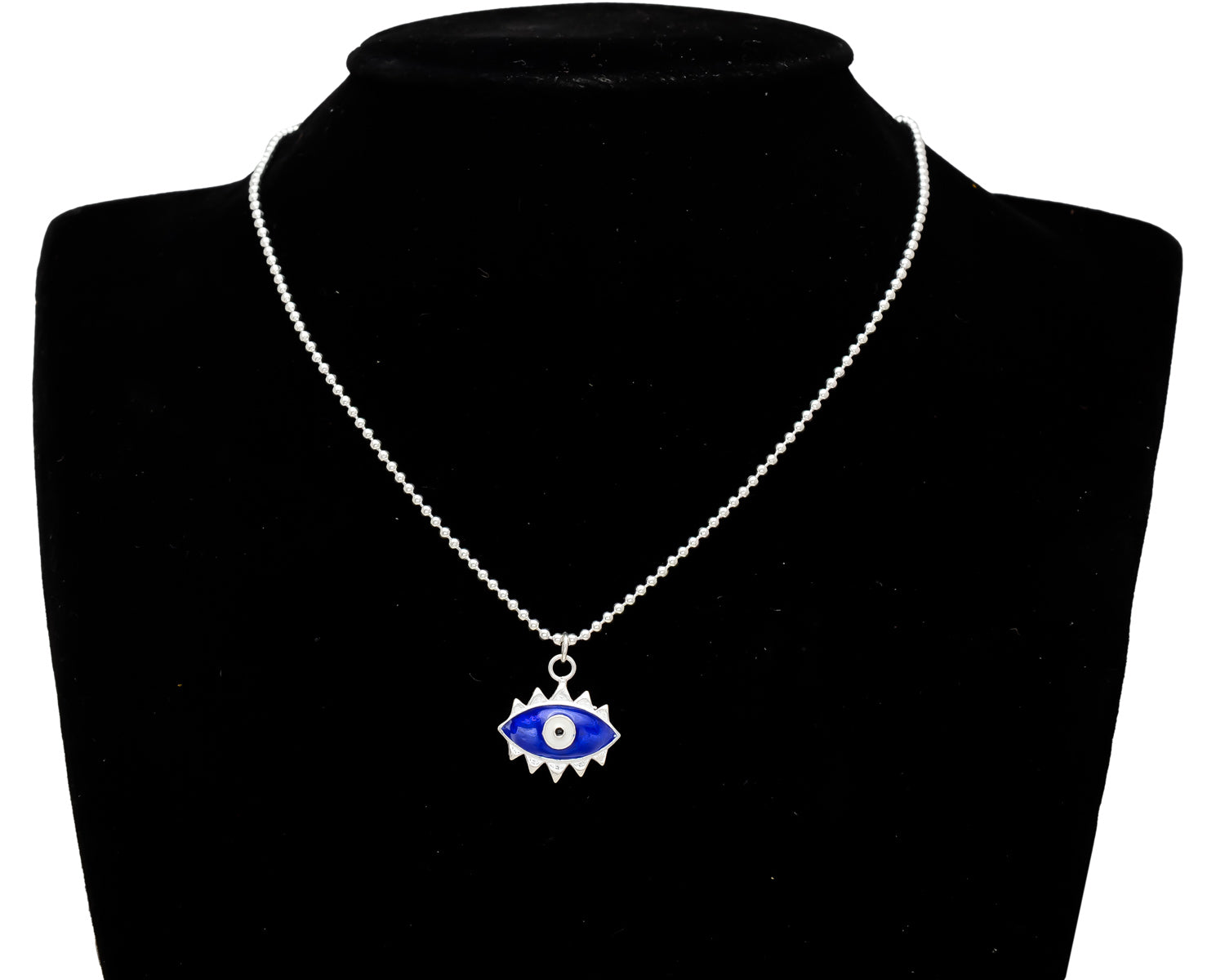 HALLMARK 925 Sterling Silver Blue Evil Eye Navy Blue Enamel Pendant with Evil Eye Protection Charm Necklace for Women and Girls