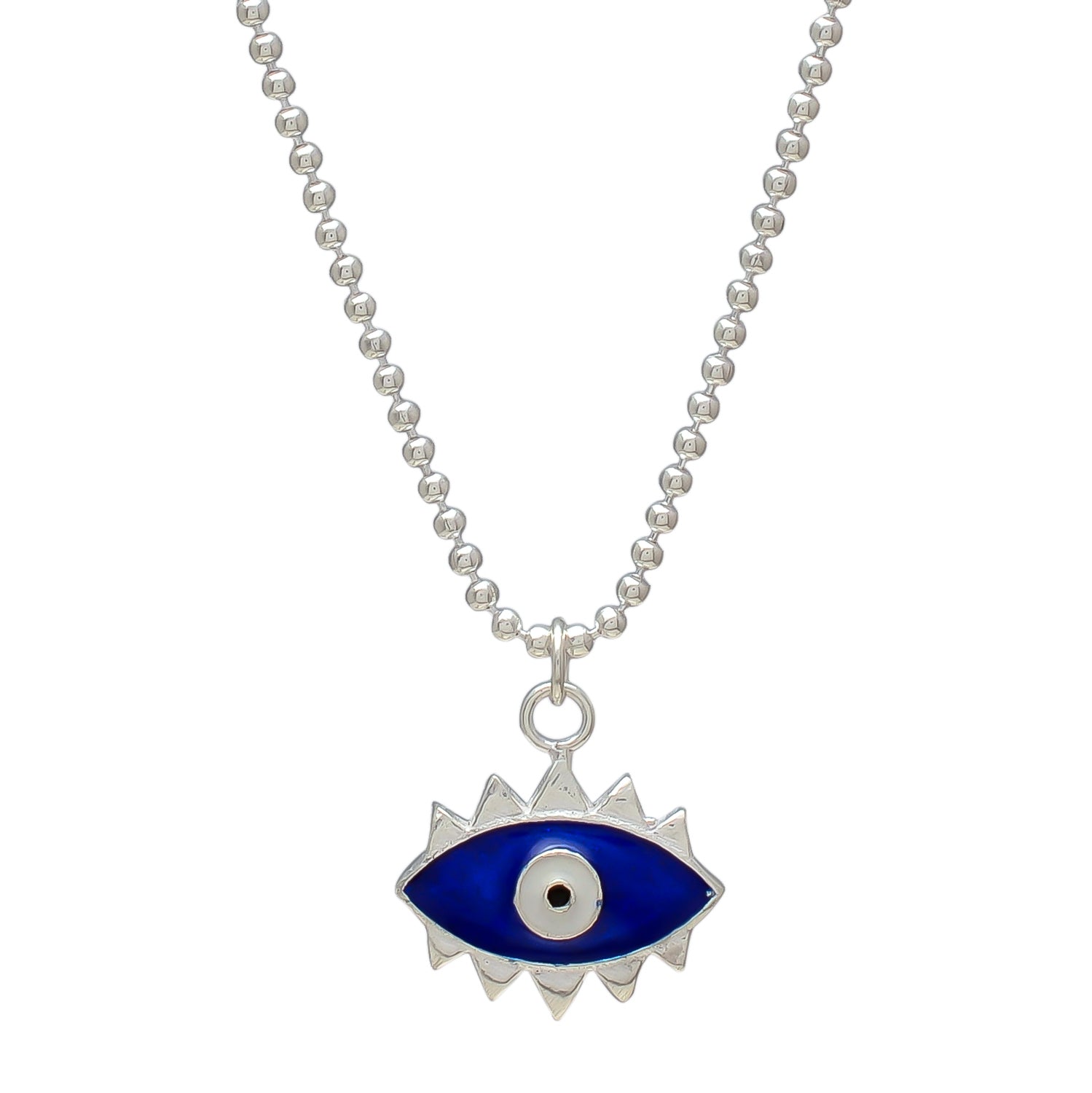 HALLMARK 925 Sterling Silver Blue Evil Eye Navy Blue Enamel Pendant with Evil Eye Protection Charm Necklace for Women and Girls