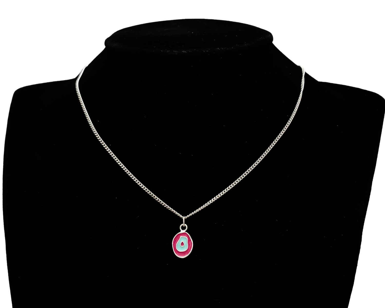 HALLMARK 925 Sterling Silver Dangling Red Charm Chain Pendant