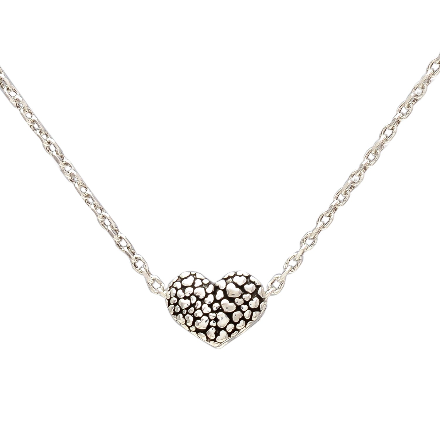 HALLMARK 925 Sterling Silver Dual Heart Filled Chain Pendant