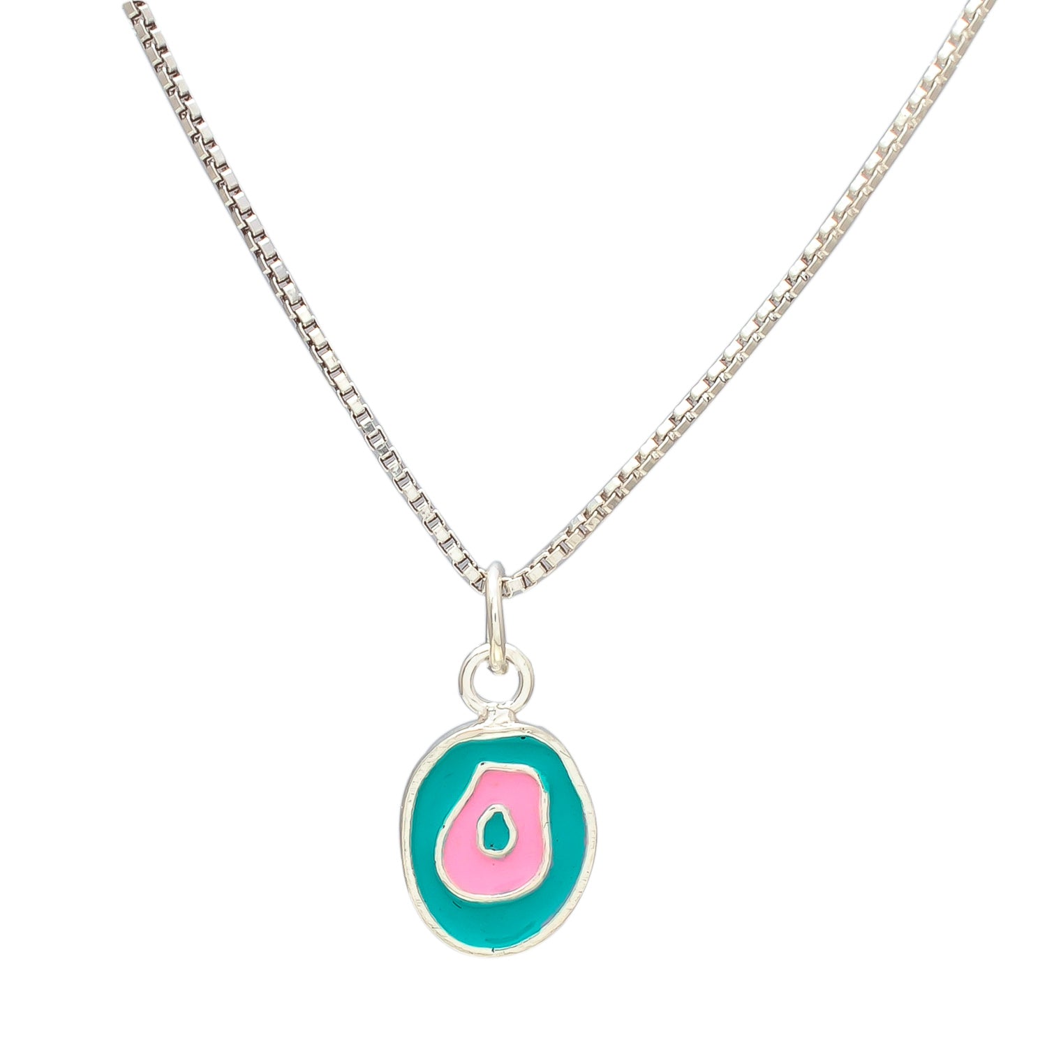 HALLMARK 925 Sterling Silver MultiColor Charm Box Chain Pendant