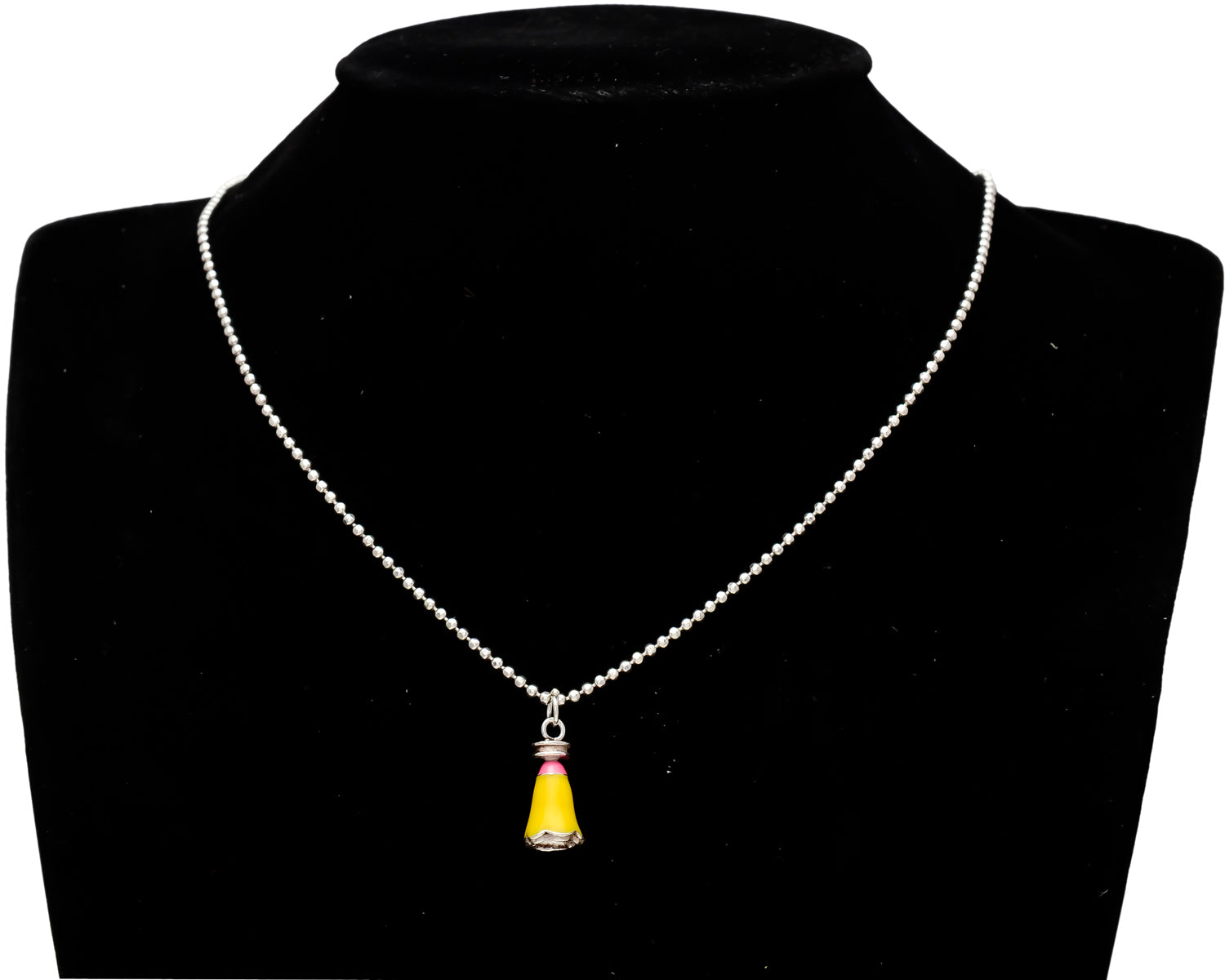 HALLMARK 925 Sterling Silver Yellow Dangling Charm Ball Chain Pendant