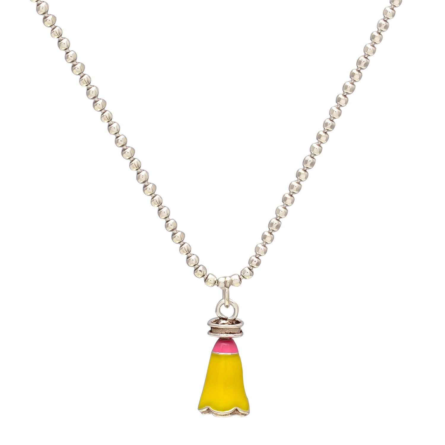 HALLMARK 925 Sterling Silver Yellow Dangling Charm Ball Chain Pendant