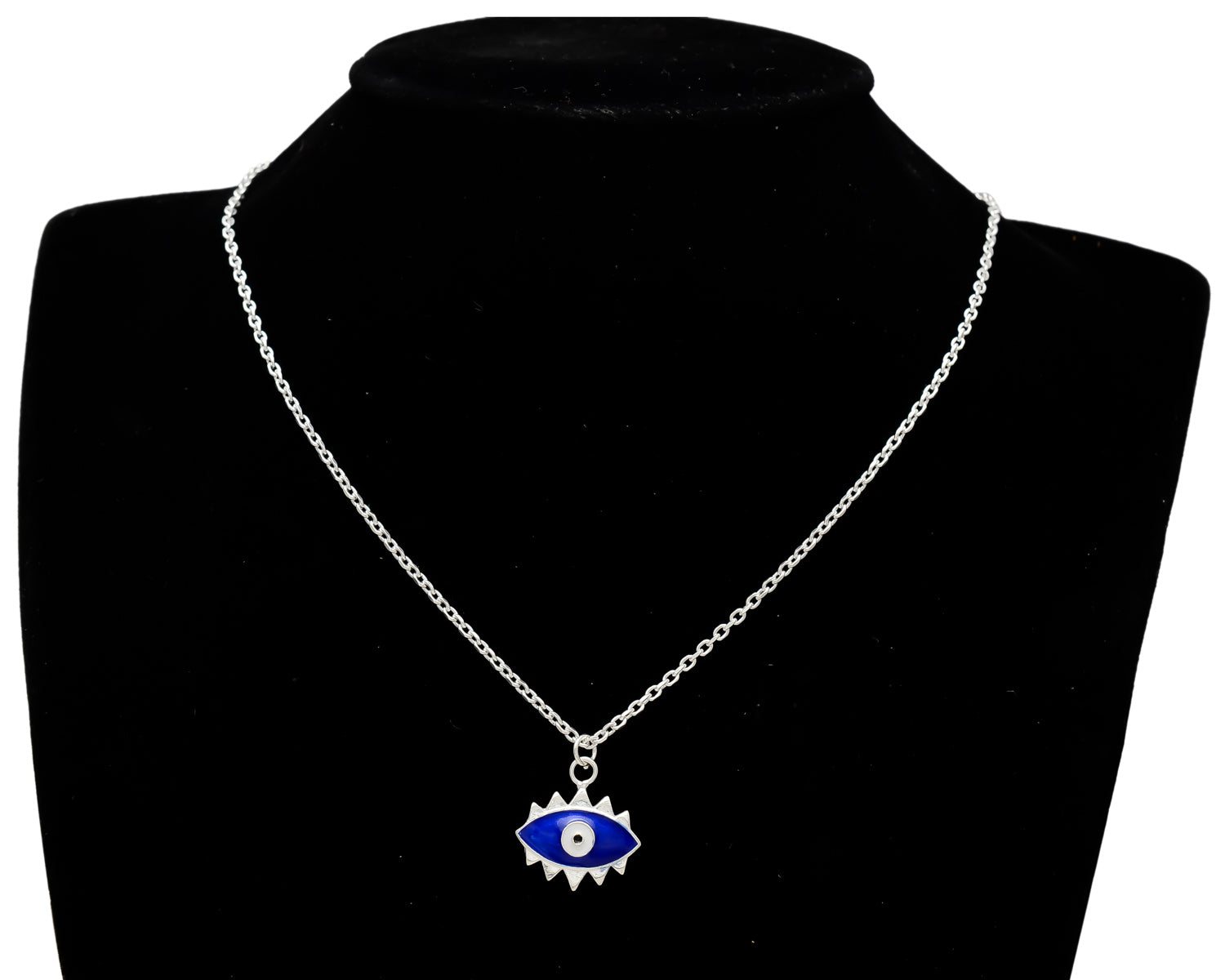 HALLMARK 925 Sterling Silver Anchor Chain Pendant With Evil Eye