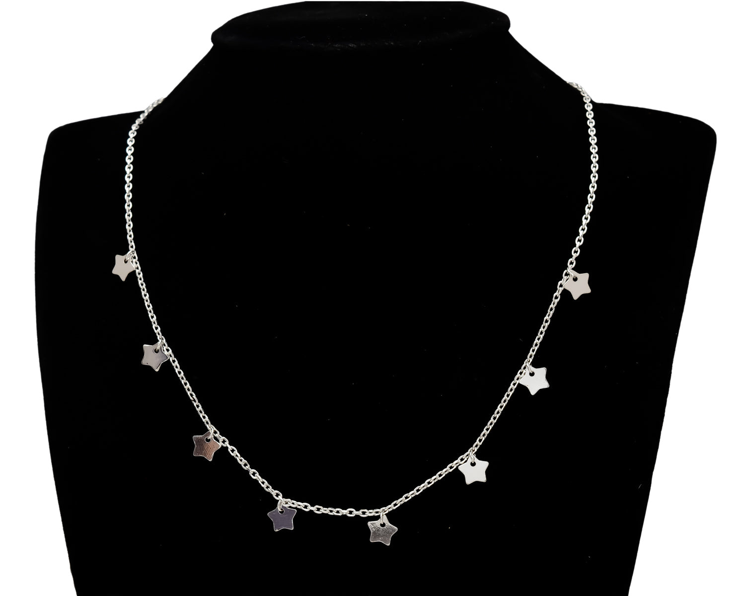 HALLMARK 925 Sterling Silver Hanging Moon Stars Necklace