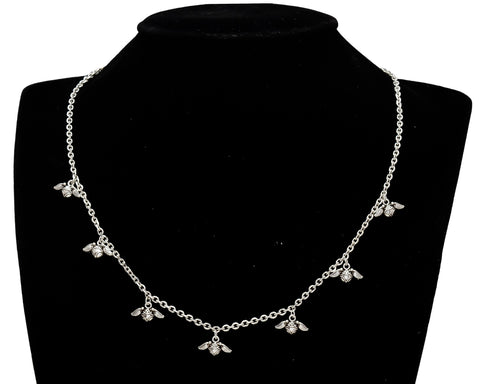 HALLMARK 925 Sterling Silver Hanging Wing Charms Necklace