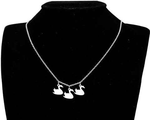 HALLMARK 925 Sterling Silver Hanging Ducks Charm Necklace