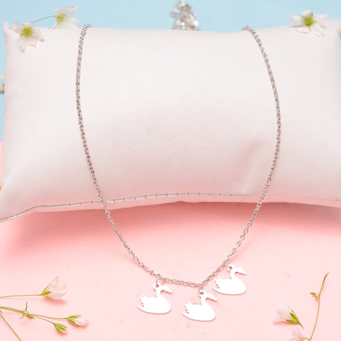 HALLMARK 925 Sterling Silver Hanging Ducks Charm Necklace